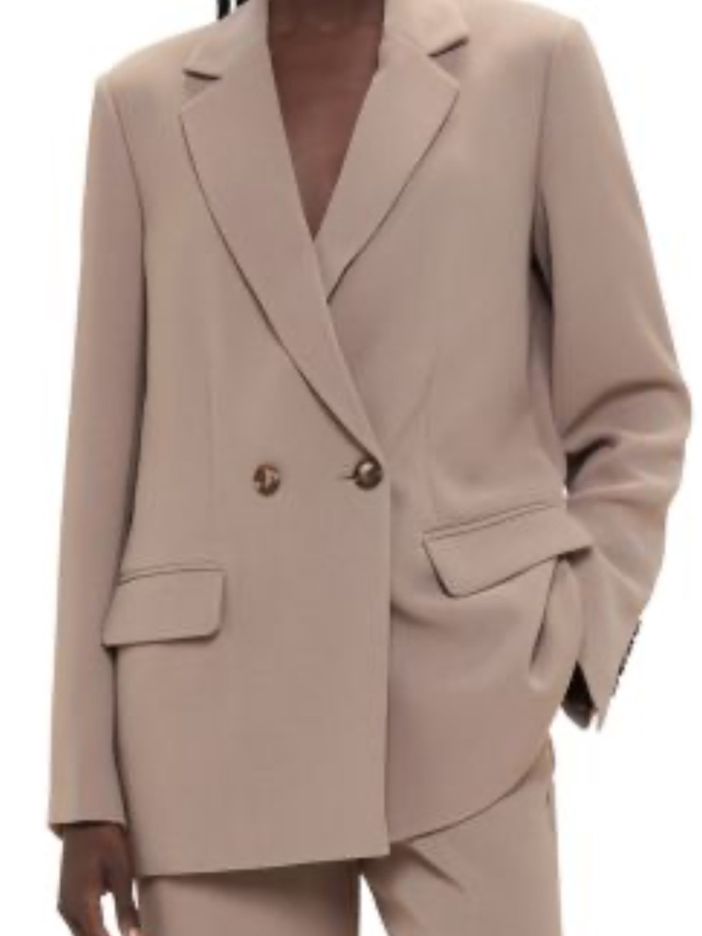 ZARA Taupe Double-Breasted Blazer